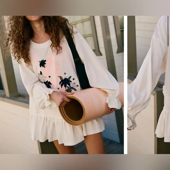 NWT Free People FP Movement Spring Forward Tunic - pastel peach combo - small - Picture 2 of 9